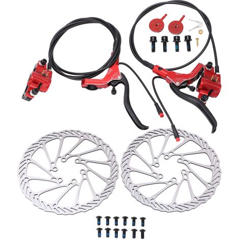 Frein à disque hydraulique pour trottinette électrique, kit sensible avant arrière avec coupure de puissance, rouge (1/5)