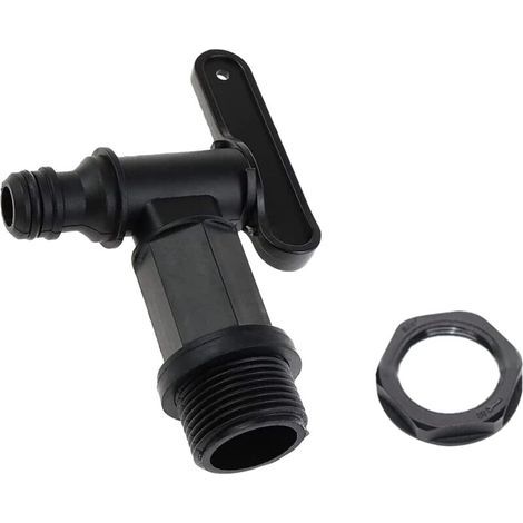 Plastic Push-In Rear Tank Faucet, IBC Water Storage Box Adapter, Garden Hose Faucet Adapter, For Rainwater Collector, Fuel Tank (Plastic), 1 Piece