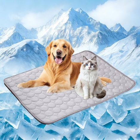 Tapis Rafraichissant Chat Et Chien, Durable Tapis Refroidissant Chat Refrigerant Chien Couverture Rafraichissante Chaleur Matelas Réfrigérant Animaux Compagnie en été Cooling Mat Dog (Gris, L) (1/5)