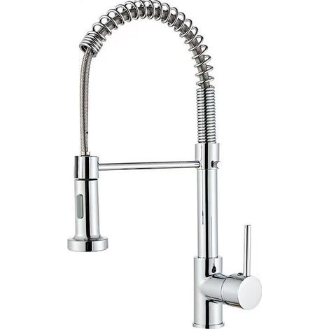 Robinet Cuisine,Mitigeur à Ressort avec Douchette Extractible, Robinetterie Robuste 2 Modes,Monocommande Eau Chaude & Froide (1/5)