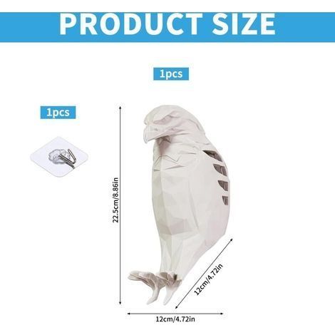 Tierförmige Wandleuchte, 3D-LED-Eule, Tier-Wandleuchte, Weißkopfseeadler-Leuchte, für Schlafzimmer, Wohnzimmer, Flur [Energieklasse G] (1/4)