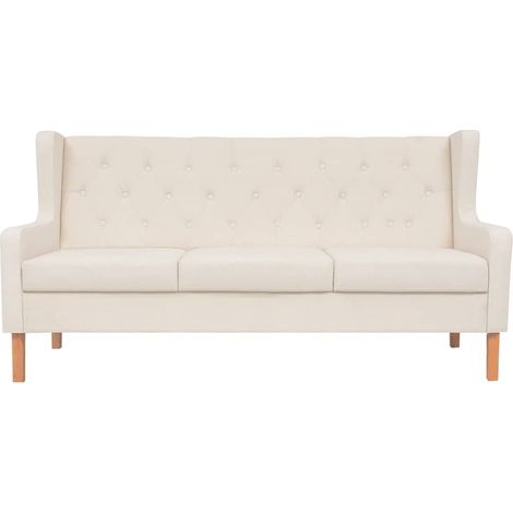 Divano a 3 Posti Sofa in Tessuto Bianco Crema (1/5)