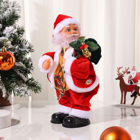 1 pcs Novelty Santa Claus with Music Electric Singing Dancing Santa Claus Figurine Funny Plush Creative Christmas Decoration Musical Father Christmas Ornament Xmas Electric Dolls for Table Fireplace D (1/4)