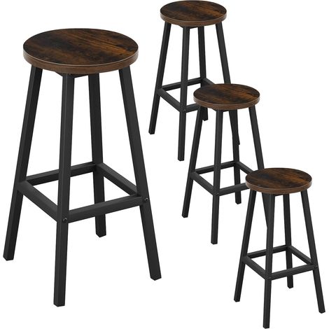 Klihome 4x Bar Stools Sturdy Metal Frame Breakfast Dining Bar Stools Fixed Height Bar Stools Breakfast Bar, Counter, Kitchen and Home, Vintage brown (1/5)