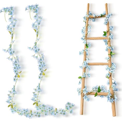 Couronne de fleurs de cerisier artificielles, lot de 2, couronne artificielle de 1,8 mètre de long avec 120 fleurs artificielles en soie suspendues, adaptée aux décorations de maison, de jardin, de fê (1/5)
