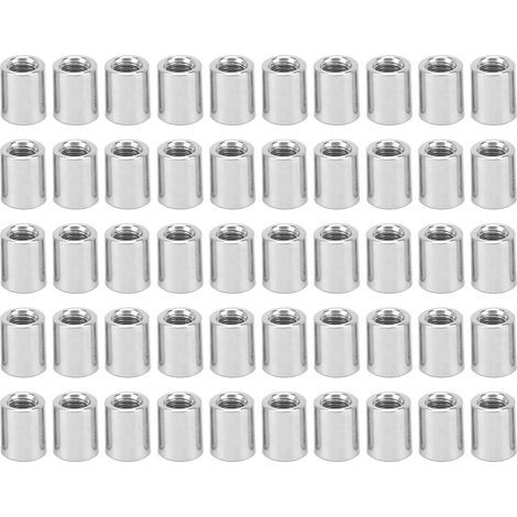 M5 x 0.8 x 8 mm round connector nut set, 10 mm long, rust-resistant female thread connection kit for pipelines, 50 pieces (1/5)