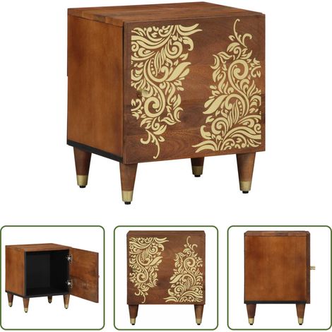 Rangement - Cabinet de chevet avec porte Marron miel 40 x 33 x 46 cm (1/5)