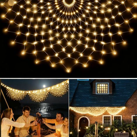 Guirlande Lumineuse LED 3x0.5m - Filet Décoratif Éclairage Extérieur Étanche 8 Modes Blanc Chaud ,Filet lumineux de pêche- Pour Noël, Jardin, Fête (1/5)
