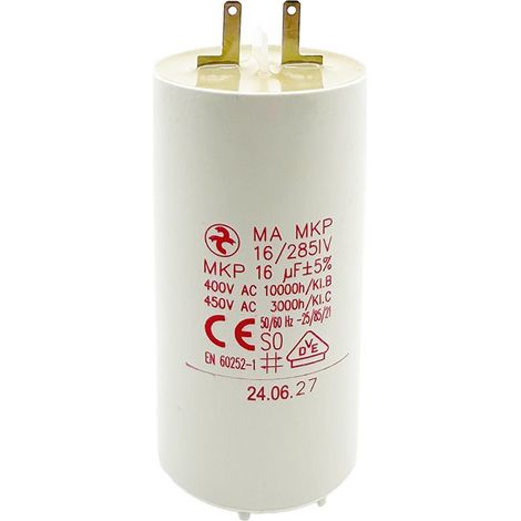 Condensateur 16µF - Ø35x68mm - pour moteur de volet roulant Cosses 2.8 mm - Somfy 203632B (1/5)