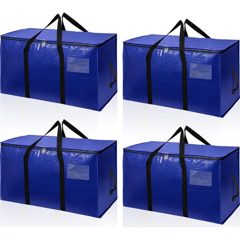 Rangement vetement Lot de 4 Grand Sac de Rangement Vetement Sacs de Déménagement Format Imperméables Durables Sacs Voyage pour Rangement Couette Linge Vêtements Bleu 72L (1/5)
