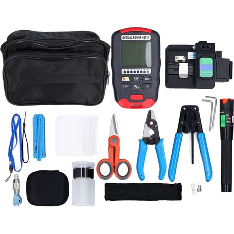 Kit d'outils pour fibre optique 30 mW VFL -70 à +10 dBm OPM Cleaver 3 trous dénudeur FTTH