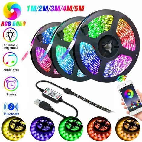 Ruban LED Bluetooth 5m TV RGB USB avec App Bande LED Lumineuse Rétroéclairage TV Synchroniser avec Rythme de Musique-Ywey (1/4)