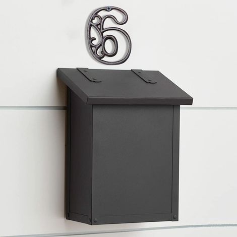 JSSEVN-Letrero moderno de hierro fundido para exteriores con números de casa, número de puerta de estilo retro, número de dirección para cafetería o bar (Número 6). (1/3)