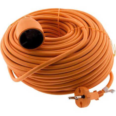 Prolongateur Électrique Orange 40m 16A Câble H05VV-F 2x1,5mm² Puissance 3680W Usage Extérieur Jardin Bricolage (1/2)