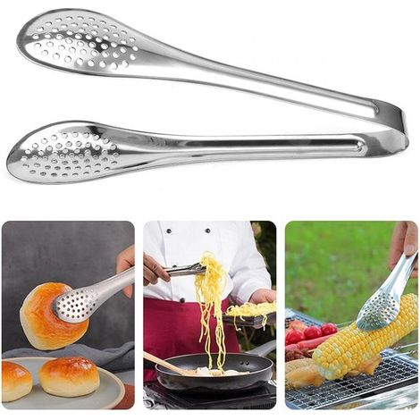 Pinzas para alimentos, 5 piezas, multifuncionales, de acero inoxidable, para servir alimentos, con cierre de seguridad - pequeñas (S) (1/4)