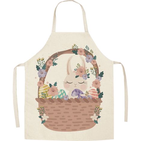 Tablier De Cuisine - Polyester Imprimé Thème Pâques - Pour Adulte - Usage Multifonctionnel En Intérieur Et En Extérieur - 65 x 75 cm - 1 Pièce (1/5)