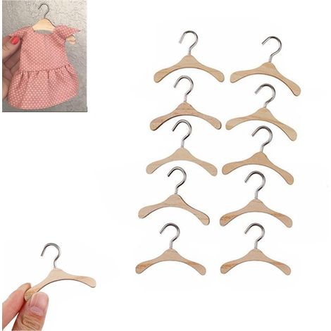 Lot de 10 petits cintres en bois pour vêtements de poupée, vêtements de bébé, vêtements pour chat (taille : 6 cm) (1/5)
