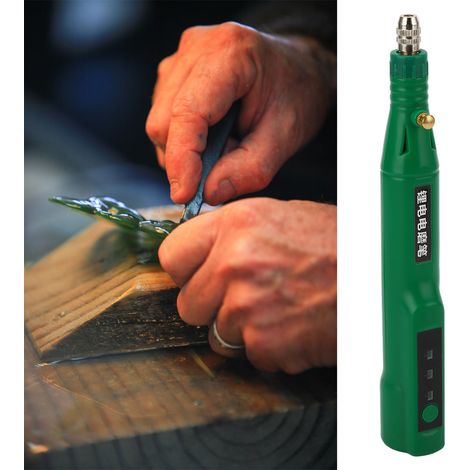 Meuleuse électrique rechargeable verte 30 W, machine à graver sur secteur, stylo électrique pour lettrage et gravure, polisseuse à ongles style antique, perceuse électrique 5 V (1/5)