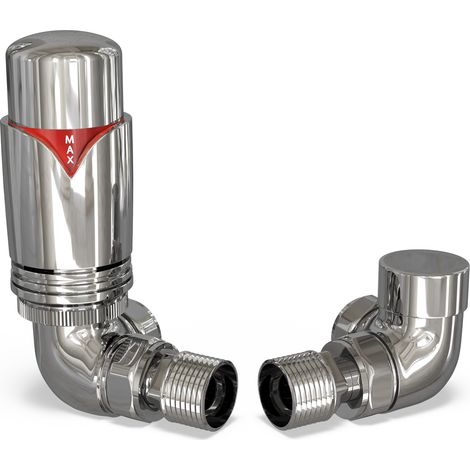 Derry Bold - Chrome Thermostatic Radiator Valve & Lockshield Corner 10mm