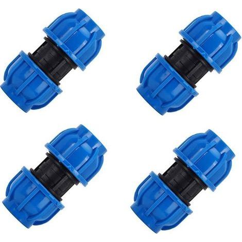 FITLAB-Lot de 4 raccords de tuyaux d'eau 32 mm – Connecteurs droits en plastique PE – Résistants à la corrosion – Réduction de la perte de pression (1/4)