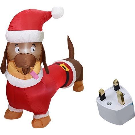 Dachshund gonflable 1,5 mètres - Chien saucisse lumineux en polyester pour décoration de Noël (1/5)