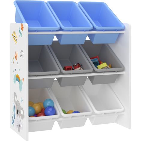 Scaffale portaoggetti per bambini con 9 contenitori a giorno bianco / grigio / blu 030006986