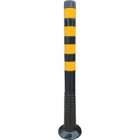 Poteau de sécurité PU noir/jaune Ø 80 mm – Résilient aux chocs – Pour fixation au sol – Hauteur 1000 mm – Temka (1/3)