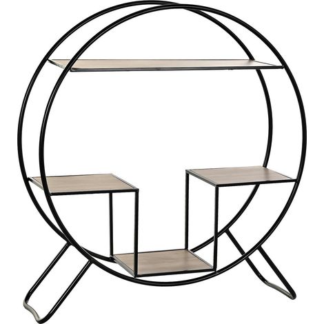 Étagère en bois de sapin et métal coloris noir / naturel - Longueur 90 x profondeur 30 x hauteur 100 cm - PEGANE - (1/3)