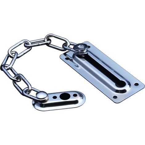 Verrou de porte coulissante chromé avec loquet antivol et chaîne de sécurité (hôtel)-AquaForge (1/5)