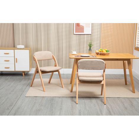 Chaise Pliante avec Siège Rembourré Housse Amovible 2 Chaises Empiétables Bois pour Salle à Manger Invités Bureau Fête