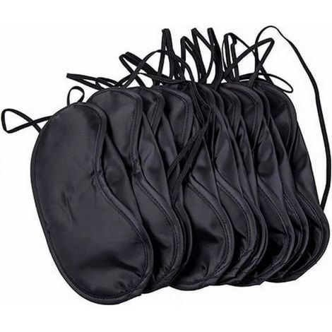 Paquete de 10 antifaces para dormir, antivaho, negros, diseño ergonómico, banda elástica, ideales para viajar. (1/5)