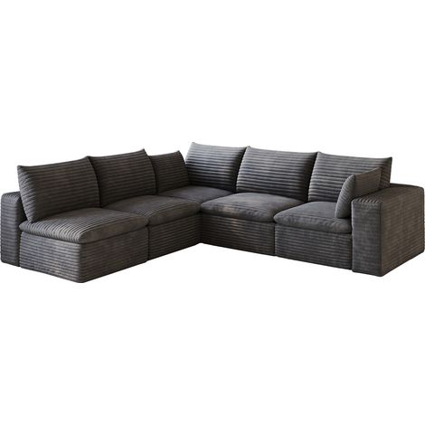 ELVMI Divano Modulare in Tessuto, Design Modulabile, Senza Struttura in Legno, Supporto in Schiuma, Grigio Scuro (1/4)