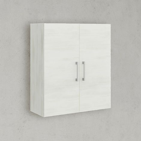 Mueble De Baño Suspendido 2 Puertas Roble Blanco Y Tiradores Cromados Rimini (1/4)