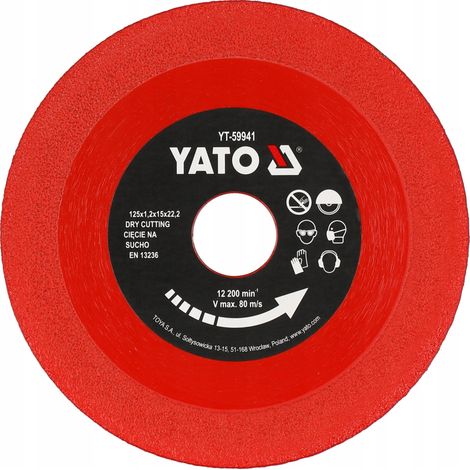 Disco diamantato per il taglio di vetro e piastrelle 125 mm x 22,23 mm (25/200) yato (1/4)