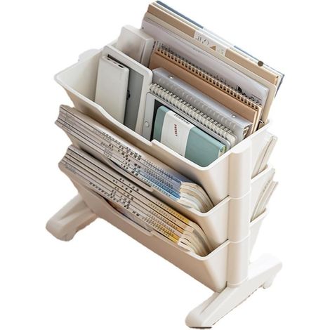 Étagère Mobile à 3 étagères, Rangement de Livres Moderne, pour CD/Magazine/Livres, Petite bibliothèque pour Salon, Chambre, Bureau à Domicile (Blanc) (1/5)