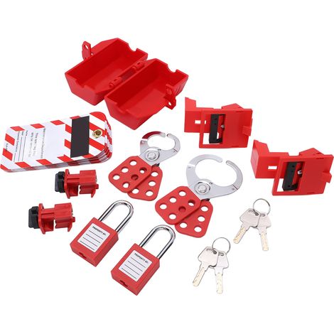 Kit de consignation électrique avec moraillons de verrouillage de disjoncteur, étiquettes Loto, cadenas de sécurité et clés pour produits chimiques industriels