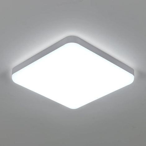 Plafonnier Led Carré 30W, Luminaire Plafonnier Etanche IP54, 3600LM 6500K Blanc Froid, Plafonnier Salle de Bain Cuisine Couloir Balcon 25cm (1/4)
