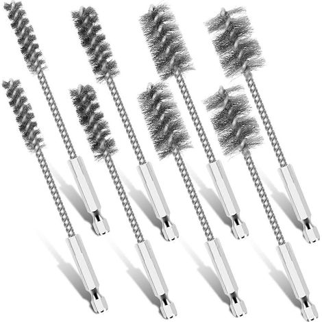 Set mit 8 Edelstahlbürsten, langlebige Reinigungsbürsten mit sechseckigem Griff, Rostentfernung f[NX] (1/5)