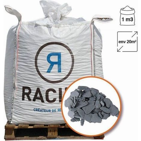 Racine – Paillage minéral ardoise grise 40/70 – Big bag 800 litres – Pour 20m2 – Densité élevée pour protection optimale des plantes (1/3)