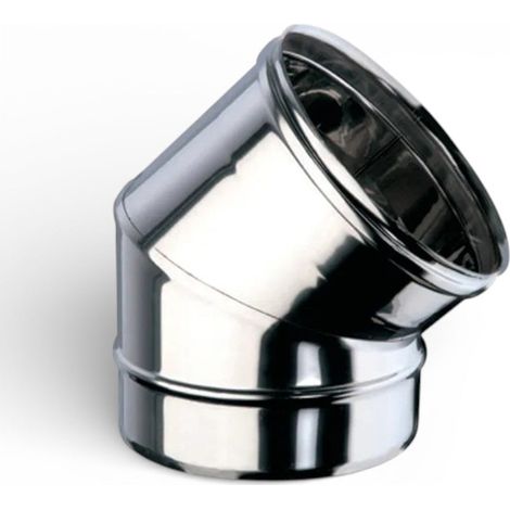Tubo gomito a 45° in acciaio Inox Aisi 304 monoparete con spessore 0,5 mm per stufe - Ø 13 cm