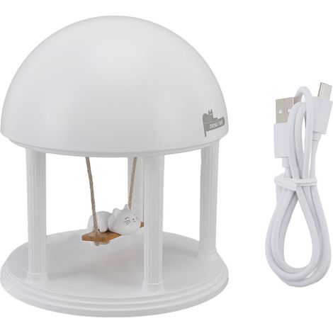 Enceinte lampe de nuit avec projecteur chat balancoire mignon variateur progressif rechargeable USB lampe de chevet cadeau anniversaire (1/5)