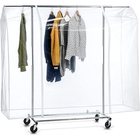 BIG Grande Housse de Protection pour Portant à Vêtements, 182,9 cm x 58,4 cm x 165,1 cm , Plastique Waterproof Transparent, Ouverture et Fermeture Faciles, Portant Non Inclus (1/5)