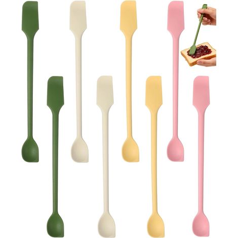 Mini Spatule en Silicone Double 8 Pièces Lot de Grattoirs Multifonction Réutilisables pour Cuisine et Cosmétiques Mini Maryse Fine Spatule Cosmetique Petite Spatule Cuisine (1/5)