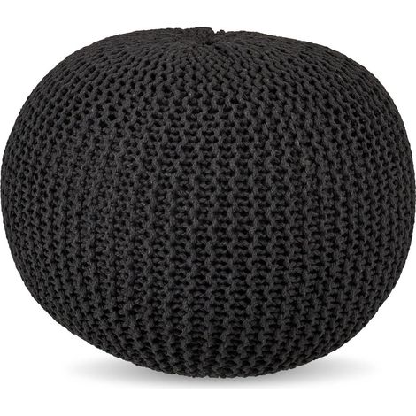 Puf de punto redondo, diseño bohemio, relleno de poliestireno