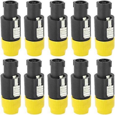 10 connecteurs pour haut-parleurs audio C NL4FC, étanches, fiche Speakon 4 broches, connexion par câble (jaune) (1/4)