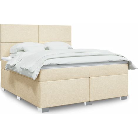 Boxspringbett mit Matratze Creme 180x200 cm Stoff (1/5)
