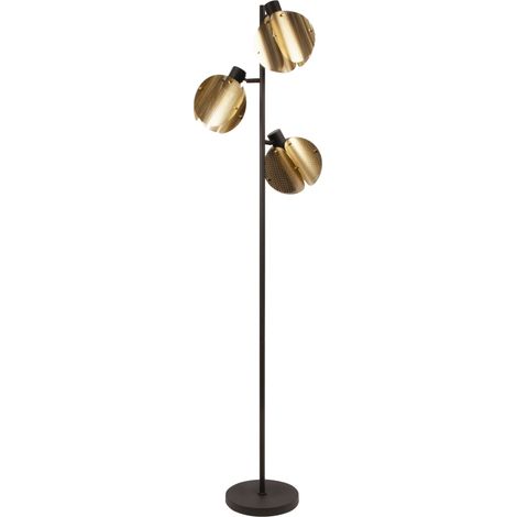 OSRAM OSRAM DECOR Globe plié Lampadaire 3x E27, 360mm, Or, Acier électroplaqué, Industriel, Câble textile
