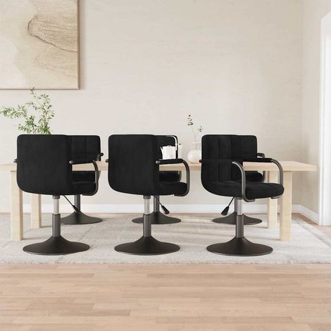 vidaXL Chaises pivotantes à manger lot de 6 noir velours (1/4)