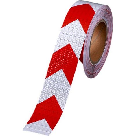 25Mx5cm Ruban avertisseur réfléchissant, Réflecteur Ruban adhésif de sécurité pour Flèche Orientation, signal d'avertissement, Haute Visibilité, Haute Intensité, Flèche en Rouge et Blanc (1/5)