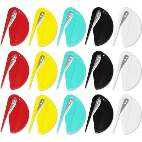Mini letter and parcel opener, 15-piece set in stainless steel with a sharp blade for envelopes, parcels, and paper